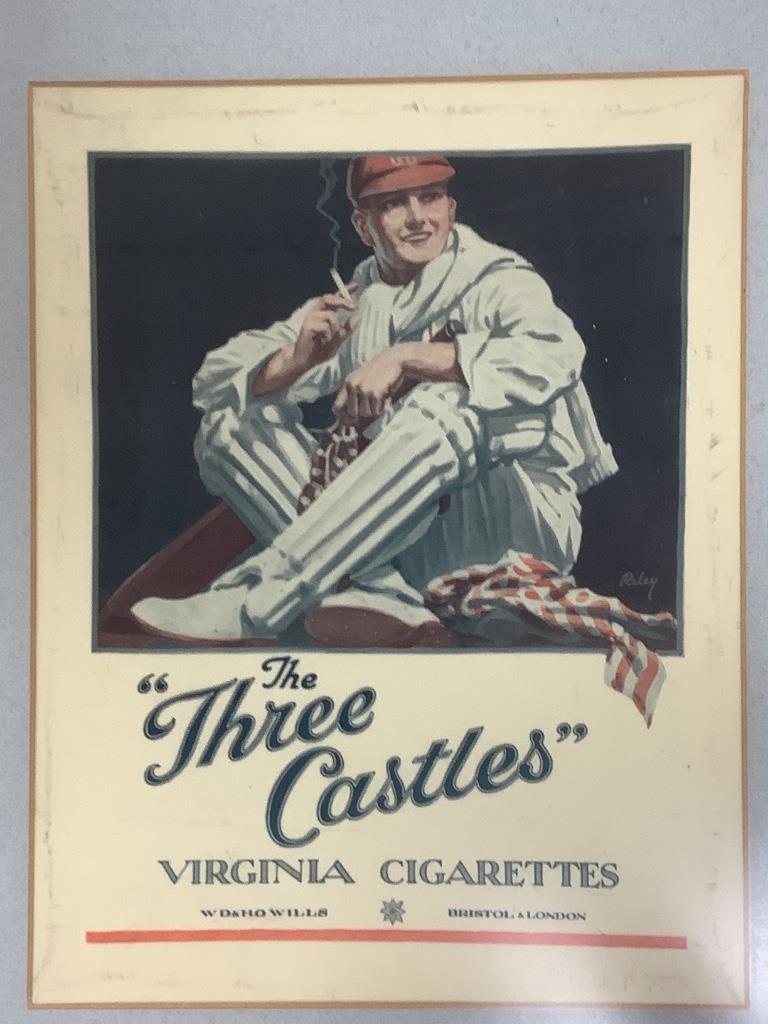 Two smoking related advertising prints, lucky strike and the castles